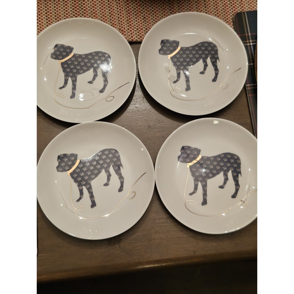 My Fido Dog Plates For Decor, Boxer/bulldog. 4 Plates Included.
